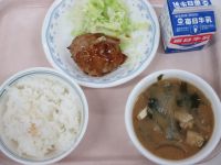 豆腐ハンバーグ　みそ汁