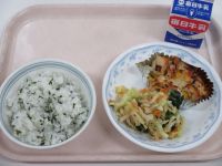 わかめご飯　ささみのホイル焼き　ツナ和え