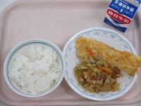 春雨の甘辛炒め　いかの天ぷら