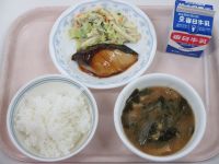 ブリヒラの照り焼き　マカロニサラダ　みそ汁