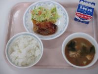 鶏肉の照り焼き　キャベツのサラダ　みそ汁