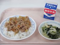 肉どんぶり　酢の物