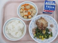 鶏肉のパン粉焼き　いんげんソテー　高野の煮物
