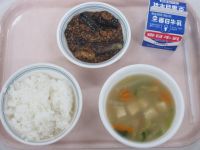 マーボー茄子　中華スープ