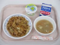 やきそば　中華スープ　青りんごゼリー