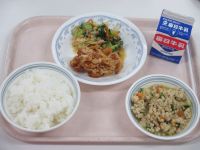 鶏のレモン揚げ　ツナ和え　とふの粉の煮物