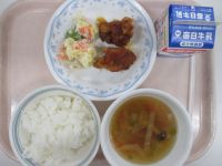 鶏肉のレモン揚げ　ポテトサラダ　野菜スープ