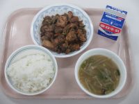 厚揚げのみそ炒め　春雨スープ