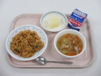 カレーピラフ　野菜スープ　ももカルピス寒天