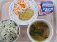 菜めし　さつまいもの天ぷら　紅白なます　雑煮
