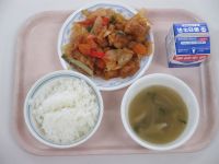 酢鶏　春雨スープ