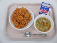 チキンライス　野菜スープ