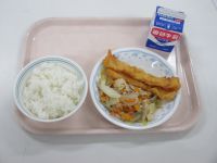 野菜炒め　いかのサラサ揚げ