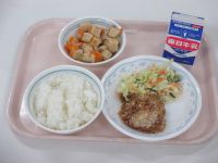 鶏肉のパン粉焼き　キャベツのサラダ　高野の煮物