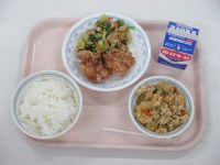 鶏肉のから揚げ　ツナ和え　とふの粉の煮物