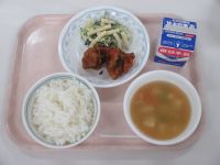 ユーリンチー　ポパイサラダ　中華スープ