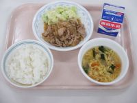 豚肉のしょうが焼き　キャベツのそえもの　かきたま汁