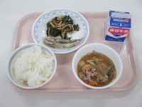 ししゃものから揚げ　ごま和え　豚汁