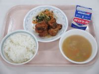 ユーリンチー　ごま和え　中華スープ