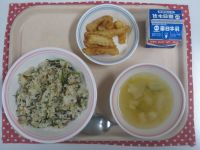 高菜チャーハン、フライドポテト、中華スープ
