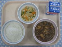 ごはん、マーボー豆腐、だいこんの中華あえ