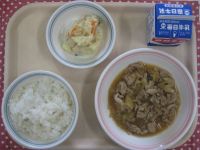 ごはん、ぶた肉のしょうが焼き、ツナポテサラダ