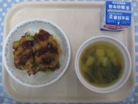 ソースカツ丼、中華スープ
