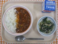 ハヤシライス、ほうれん草のサラダ