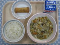ごはん、はっぽうさい、春巻き