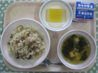 きんぴらずし、すまし汁、オレンジ寒天