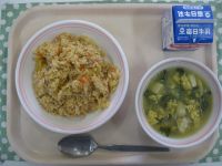 キムチチャーハン、卵スープ