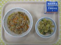 豚丼、梅おかか和え