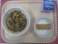 ビビンバ丼、春巻き