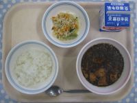 ごはん、マーボー豆腐、切干し大根の中華サラダ