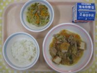 ごはん、厚揚げのみそ炒め、バンサンスウ