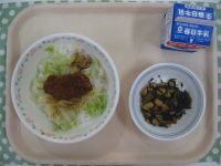 ソースカツ丼、大豆の磯煮