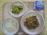 ごはん、五目きんぴら、大豆サラダ