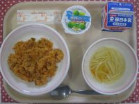 チキンライス、スープスパゲティ、うめゼリー