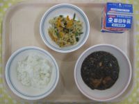 ご飯、マーボー豆腐、ハリハリサラダ