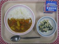 カレーライス、ポパイサラダ