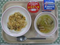 キムチチャーハン、スープスパゲティ、ヨーグルト