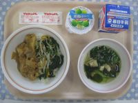 ビビンバ丼、中華スープ、梅ゼリー