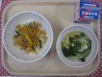 トリニータ丼、わかめスープ