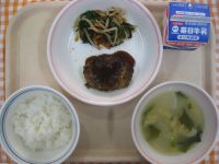ご飯、豆腐ハンバーグ、野菜のおかかあえ、大根のみそ汁
